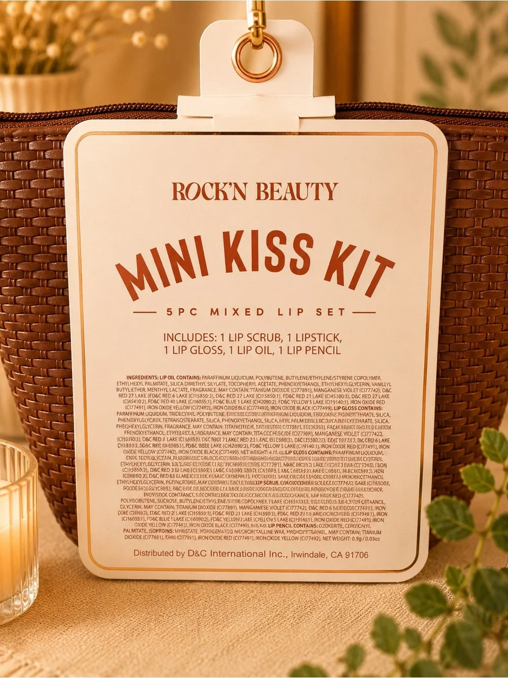 RoCYN Beauty Mini Kiss Kit 5 Pc Lip Care Set with Cosmetic Pouch NWT